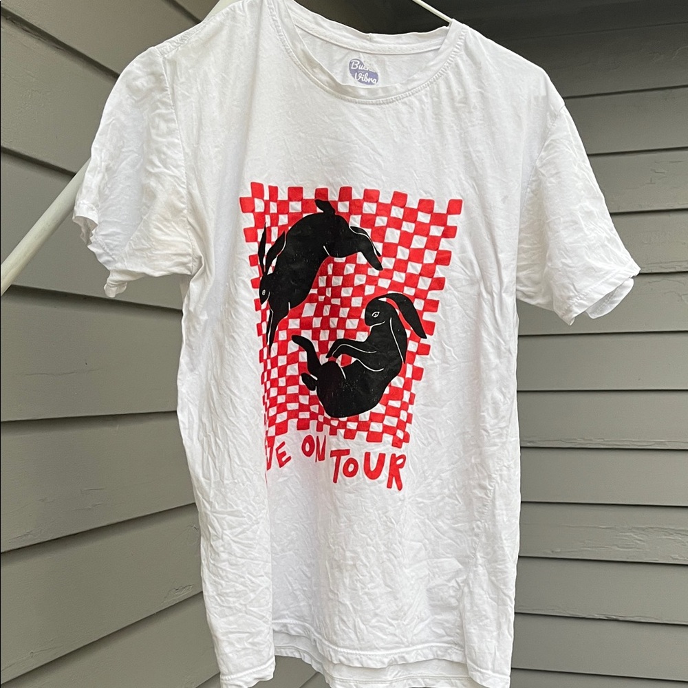 Gildan White Tee with Red and Black Graphic